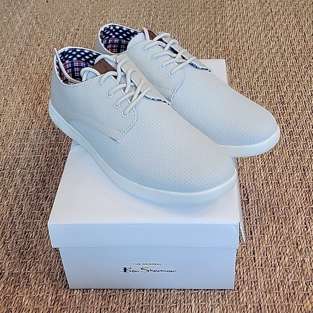 BEN SHERMAN lt. gray Presley Oxford sneakers shoes. New in box. Size men's 8.